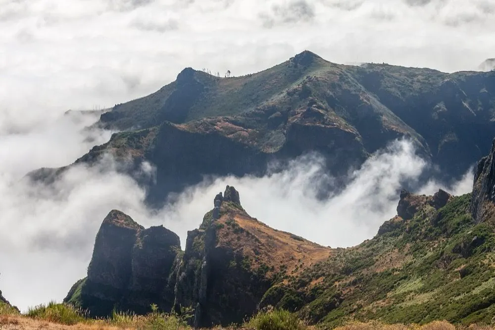 Madeira's jagged central peaks rising above a sea of cloud near Pico do Areeiro