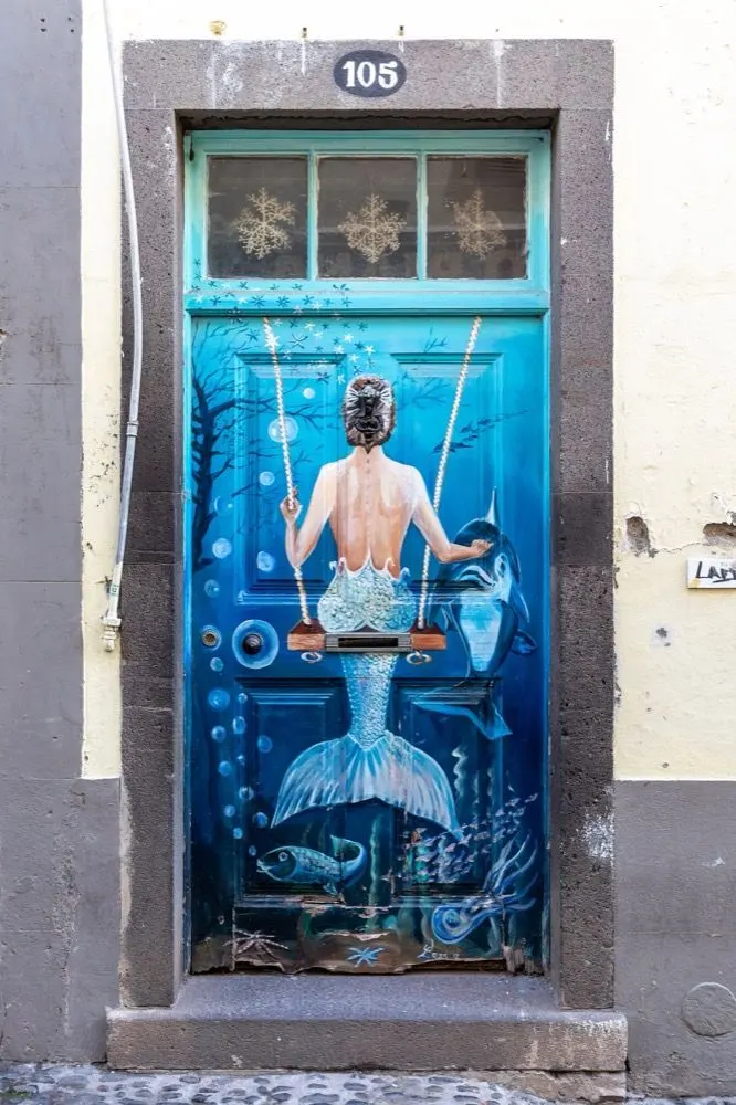 A painted door on Rua de Santa Maria in Funchal's old town