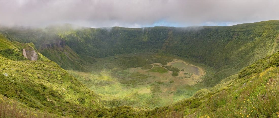 The green crater bowl of Faial's caldera, Azores